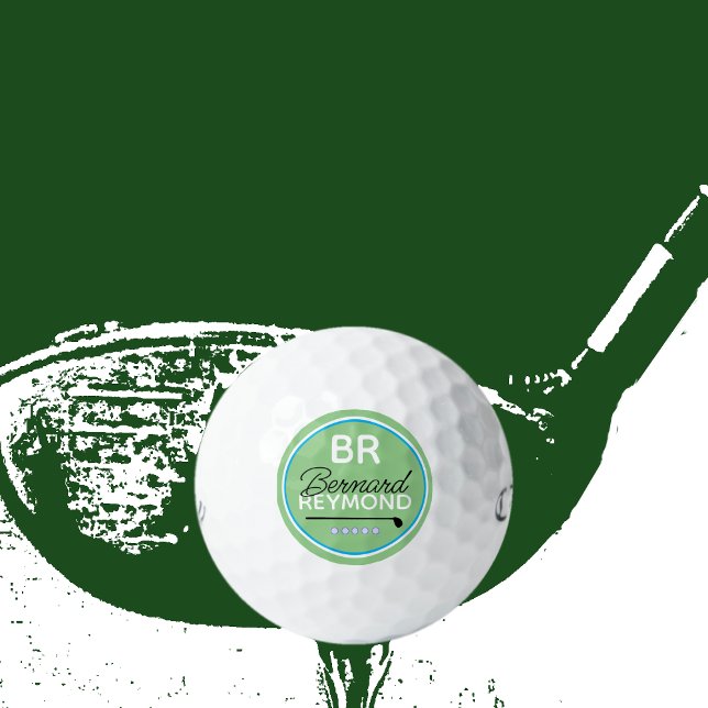 Pelotas De Golf GolfBall con nombre Monograma Verde (Subido por el creador)