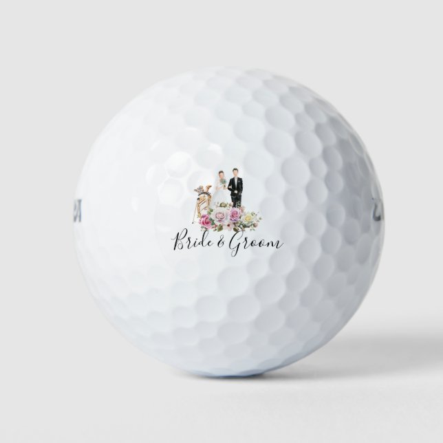 Pelotas De Golf Golfer Bride y Groom Boda (Anverso)