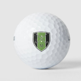 Pelotas De Golf Golfer Crest Crossed Clubs Custom Initial Green