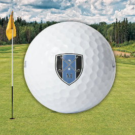 Pelotas De Golf Golfer Crest Crossed Clubs Initial Black Blue