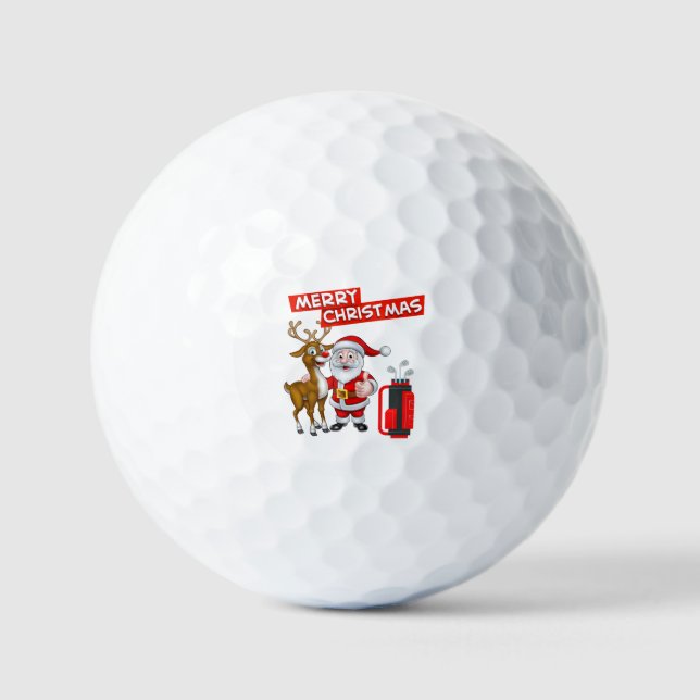 Pelotas De Golf Golfer de Santa Claus Merry Christmas Golf Balls (Anverso)
