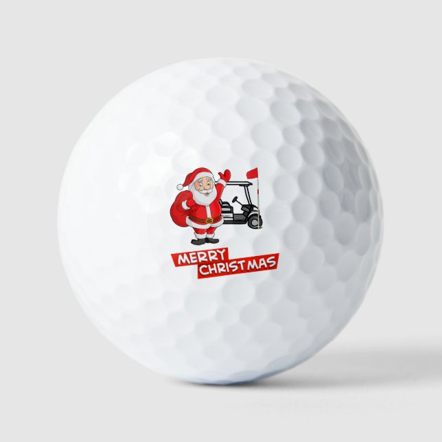 Pelotas De Golf Golfer de Santa Claus Merry Christmas Golf Balls (Anverso)