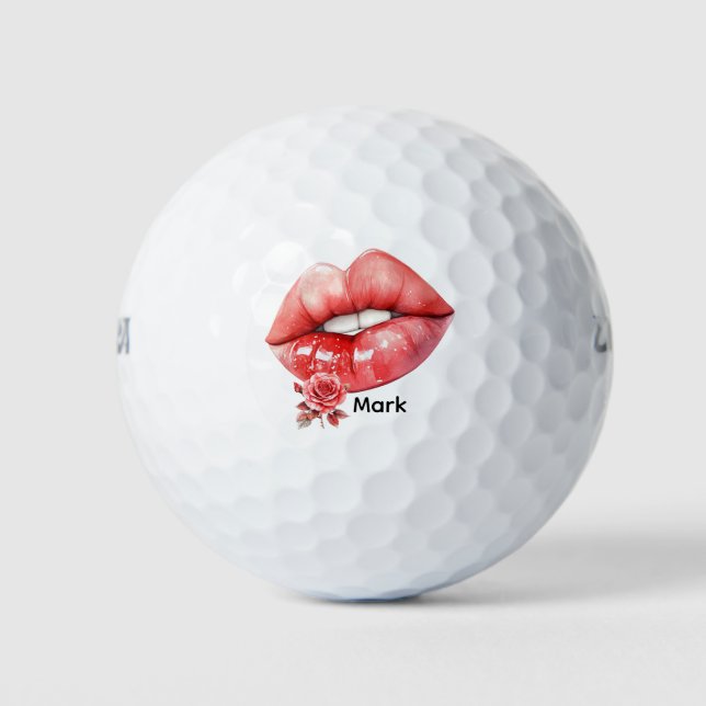 Pelotas De Golf Golfer Happy Valentine's Day with big lips (Anverso)