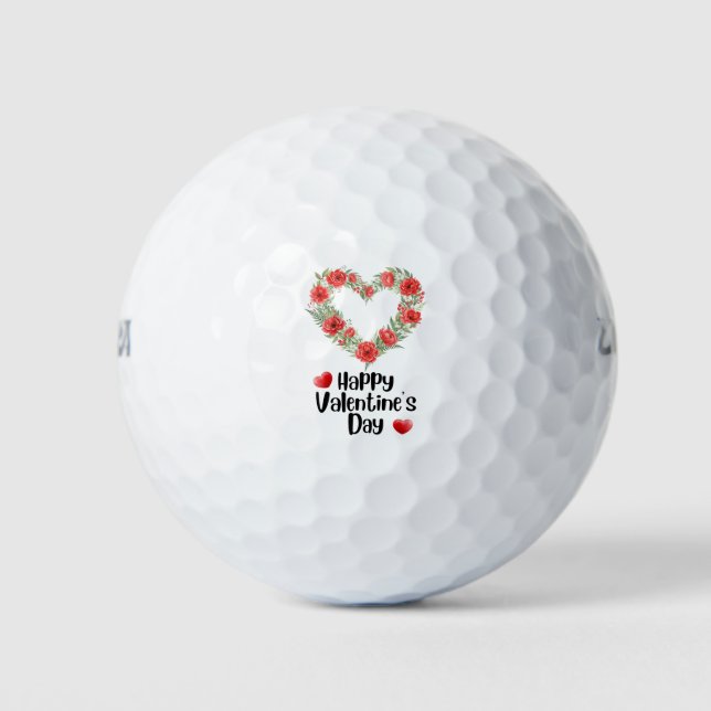 Pelotas De Golf Golfer Happy Valentine's Day with love red heart   (Anverso)