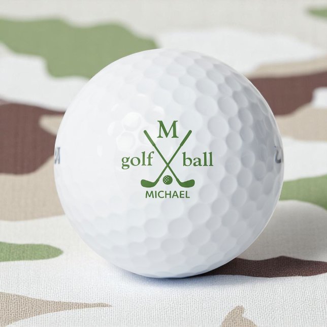 Pelotas De Golf Golfer Inicial y Nombre . Monograma verde-ejército (Subido por el creador)