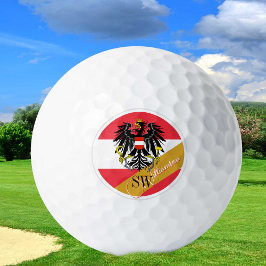 Pelotas De Golf Golfing Austria & Monograma, Bandera Austríaca / o
