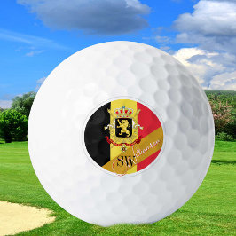 Pelotas De Golf Golfing Belgium & Monograma, Bandera Belga / oro