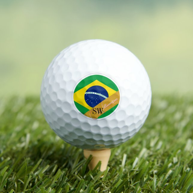 Pelotas De Golf Golfing Brazil & Monograma, Bandera Brasileña (Camiseta in situ)