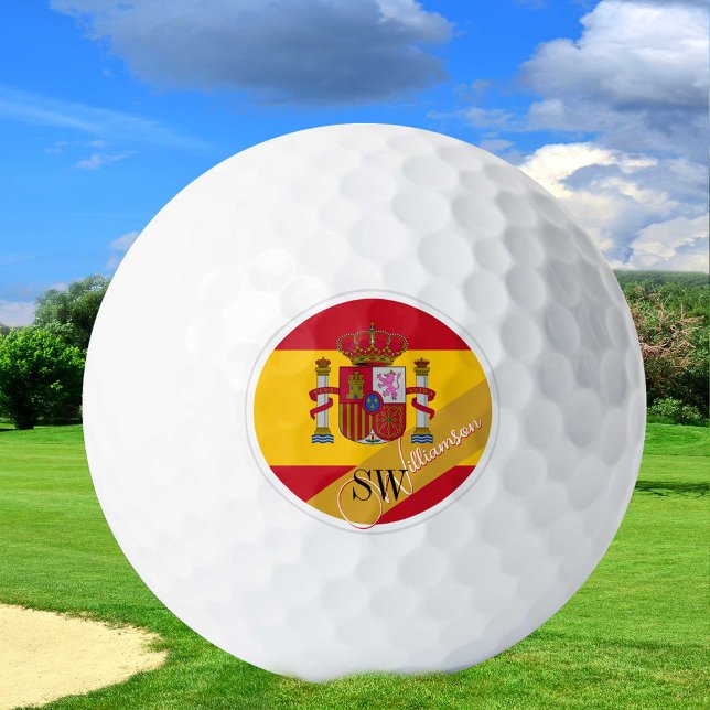 Pelotas De Golf Golfing Spain & Monogram, Bandera Española /golden (Subido por el creador)