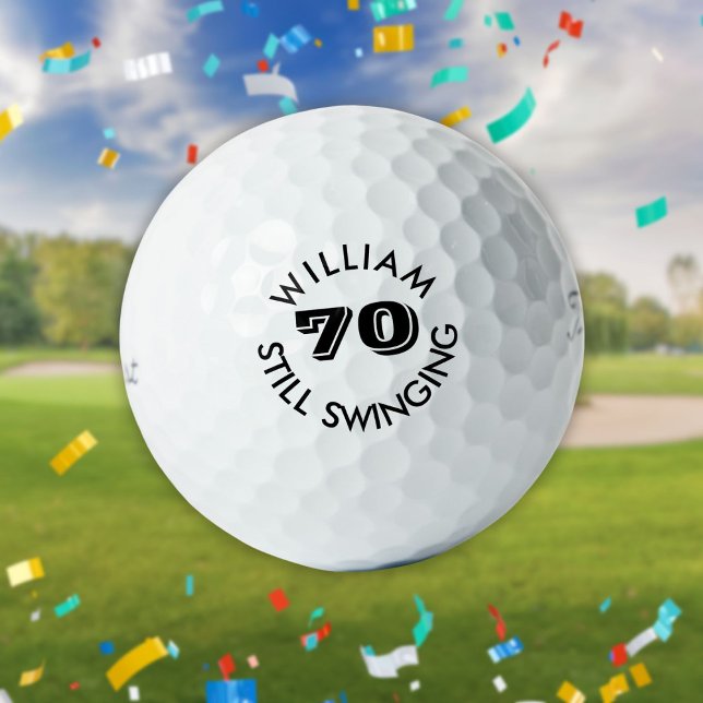 Pelotas De Golf Golfista de cumpleaños personalizado sigue balance (Personalized Birthday Golfer Still Swinging Golf Balls)