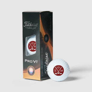 Pelotas De Golf Golfista Monograma rojo tres letras apodo