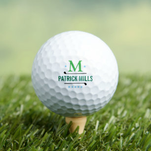 Pelotas De Golf GolfJugadores Monograma Verde Simple Elegante