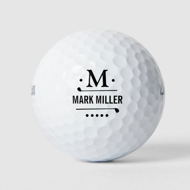 Pelotas De Golf Golfplayer Cool & Custom Black Monogram (Anverso)