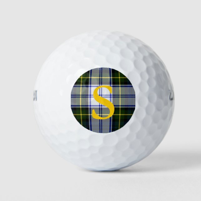 Pelotas De Golf Gordon Dress Plaid Personalizado Monograma (Anverso)