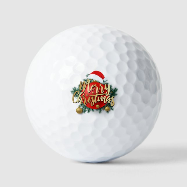 Pelotas De Golf Gorra de Santa con el texto Feliz Navidad (Anverso)
