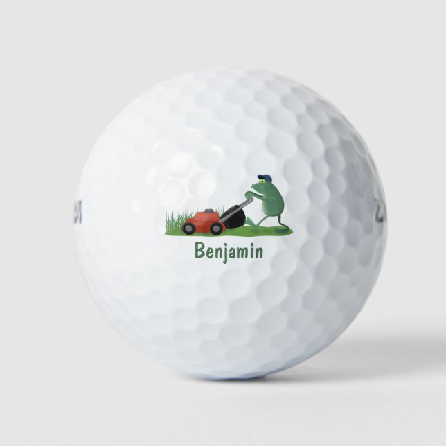 Pelotas De Golf Graciosa rana verde que siembra césped personaliza (Anverso)