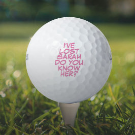 Pelotas De Golf Gracioso cómic rosa personalizado perdido