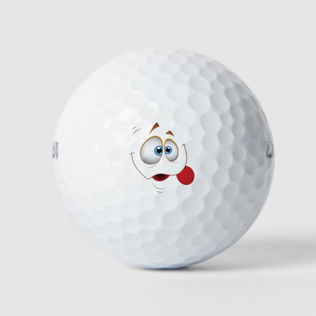 Pelotas De Golf Gracioso Face Happy Blue Eyes (Anverso)