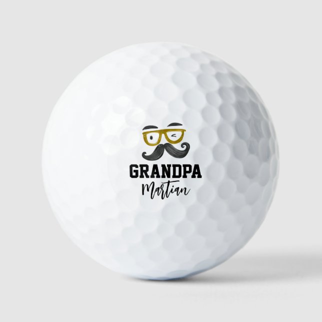 Pelotas De Golf Gracioso Gafas Amarillas Y Abuelo Personalizado Mu (Anverso)