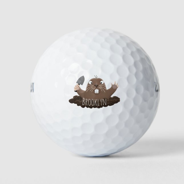 Pelotas De Golf Gracioso gopher digging personalizado ilustracion (Anverso)
