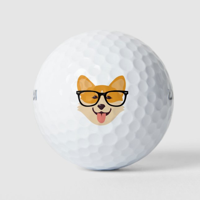 Pelotas De Golf Gracioso Hipster Corgi (Anverso)