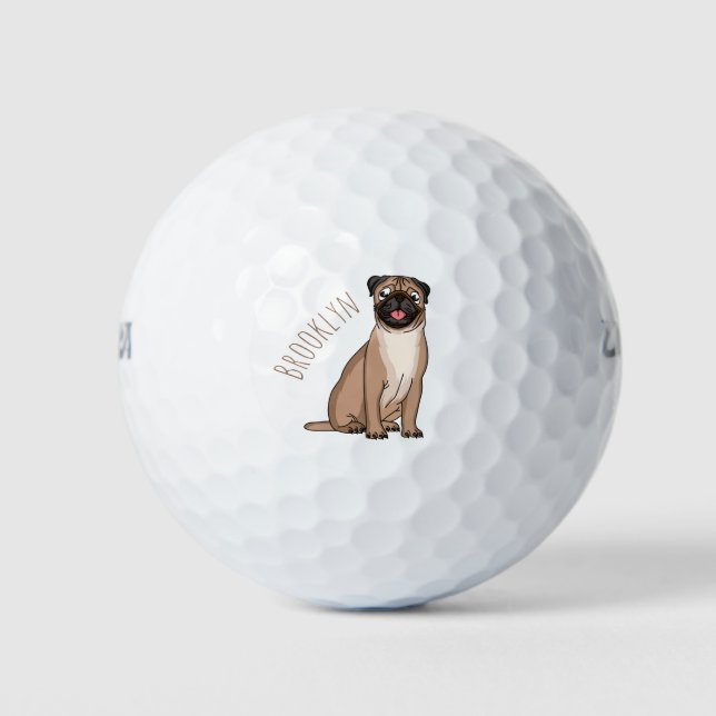 Pelotas De Golf Gracioso ilustracion de personalizado de perro de  (Anverso)