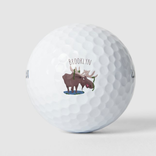 Pelotas De Golf Gracioso ilustracion personalizado de alce feliz (Anverso)