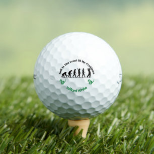 Pelotas De Golf Gracioso Menos Problemas Monograma Denominado Verd