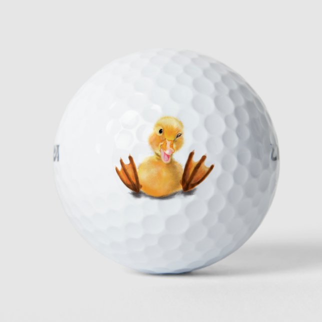 Pelotas De Golf Gracioso pato amarillo Playful Wink Golf Balls (Anverso)