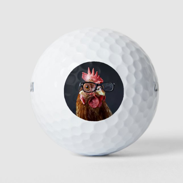 Pelotas De Golf Gracioso pollo con gafas (Anverso)