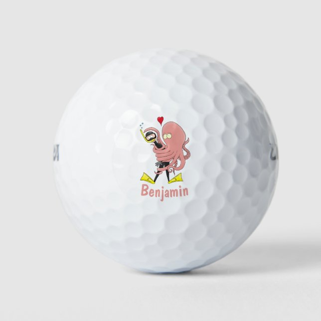 Pelotas De Golf Gracioso pulpo abrazos buceo humor personalizado (Anverso)