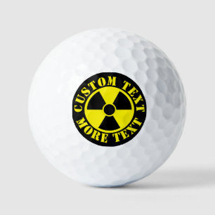 Pelotas De Golf Gracioso símbolo de advertencia nuclear negro y am