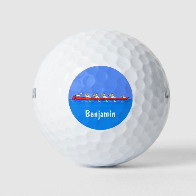 Pelotas De Golf Graciosos pelícanos remando ilustracion personaliz (Anverso)