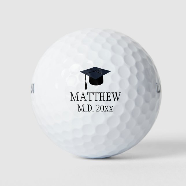 Pelotas De Golf Graduación Cap Golfer Graduate Nombre Graduado Año (Anverso)