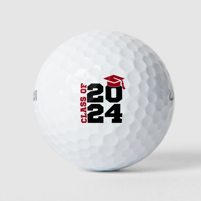 Pelotas De Golf Graduación de 2024 en rojo y negro (Anverso)