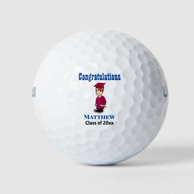 Pelotas De Golf Graduación Keepsake Guy Golfer Graduado (Anverso)