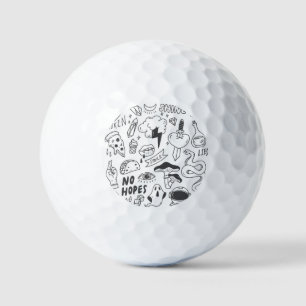 Pelotas De Golf Graffiti lindo: Conjunto de arte Doodle.