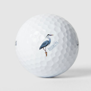Pelotas De Golf Gran ilustracion personalizado de garza azul