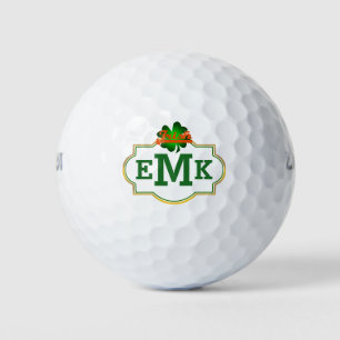 Pelotas De Golf Green Four Leaf Clover Irish Tres Inicial