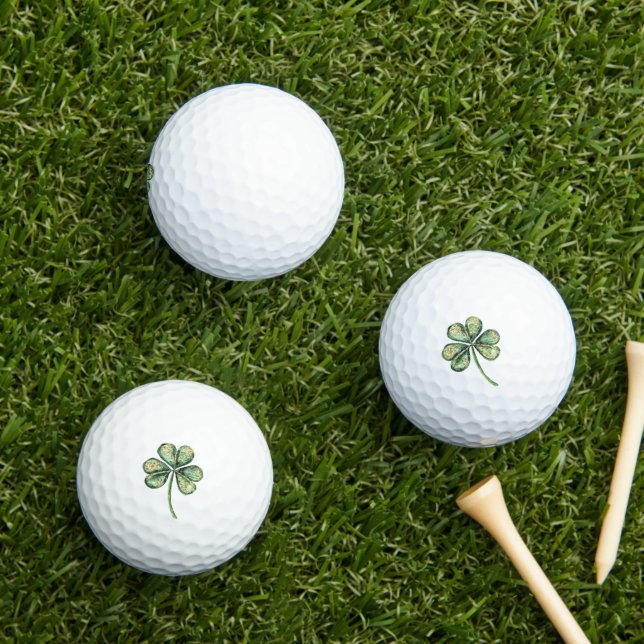 Pelotas De Golf Green Gold Glitz Shamrock   (Césped in situ)