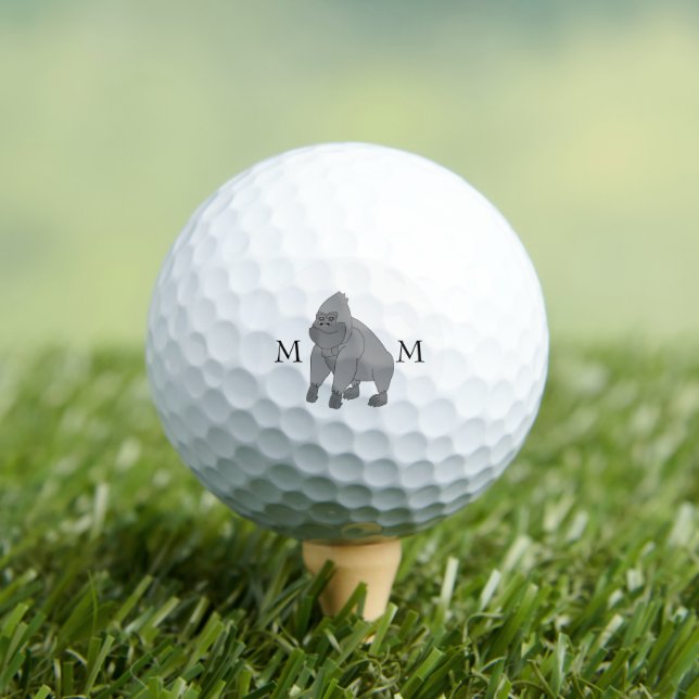 Pelotas De Golf Grey Gorilla Design Monogrammed (Camiseta in situ)