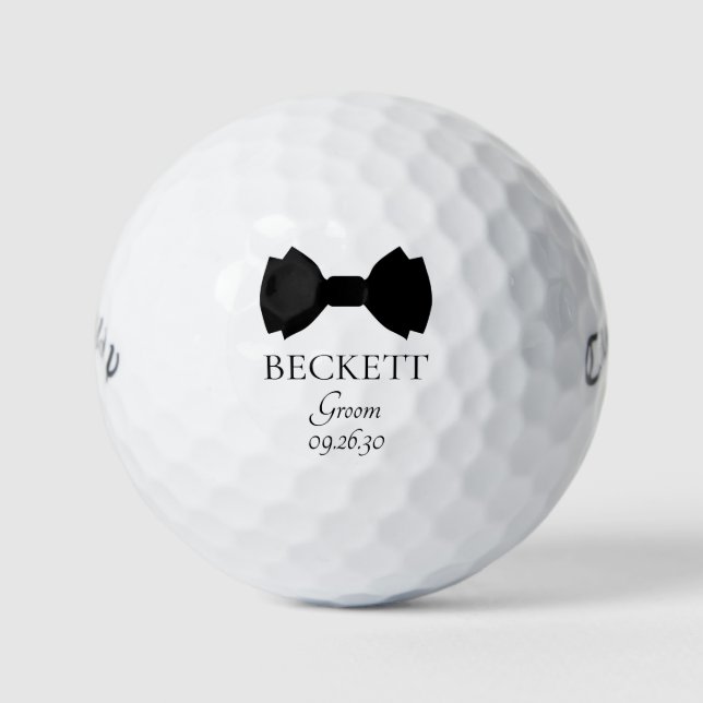 Pelotas De Golf Groom Black Bow Tie (Anverso)