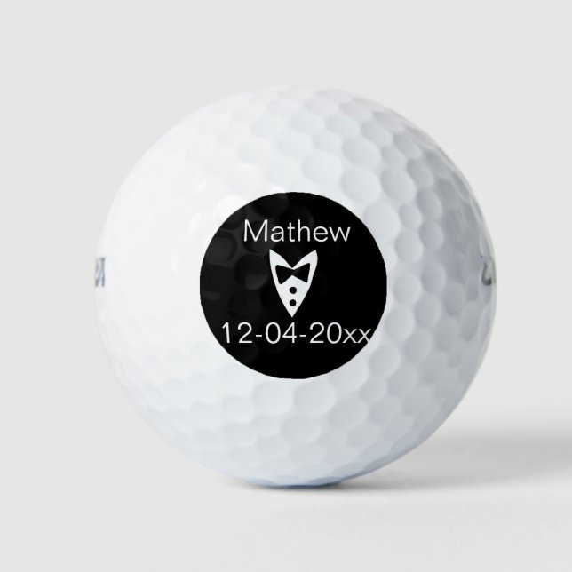 Pelotas De Golf groomman add name año camiseta de la proa negra ti (Anverso)