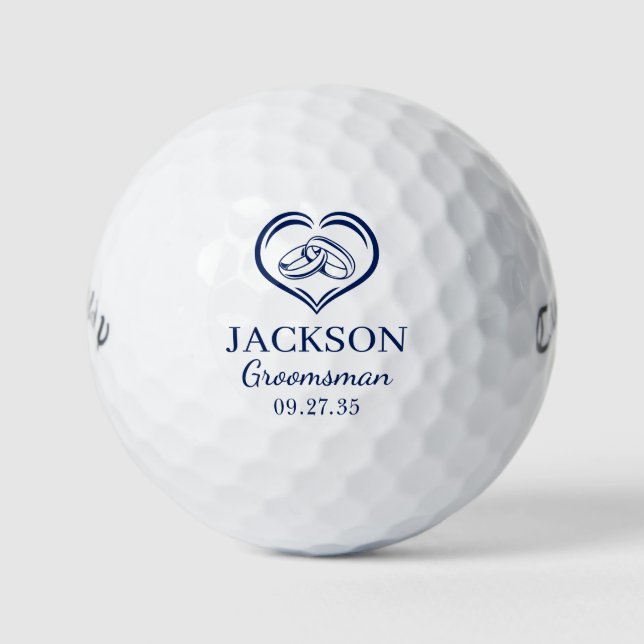 Pelotas De Golf Groomsman Blue Wedding Rings (Anverso)