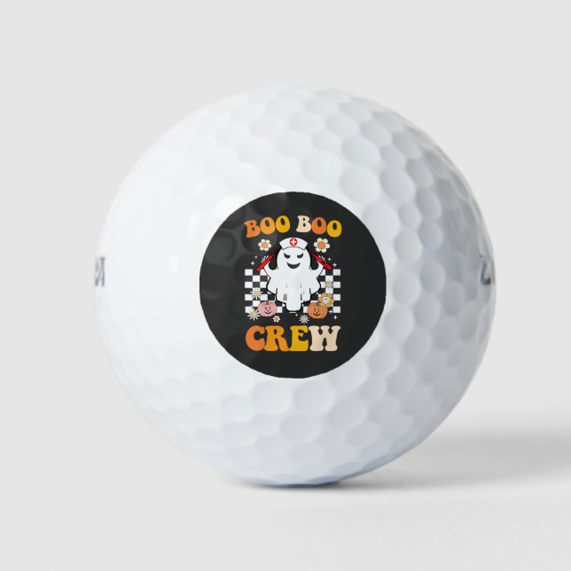 Pelotas De Golf Groovy Halloween Boo Boo Crew Enfermera Fantasma (Anverso)