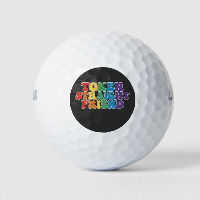 Pelotas De Golf Groovy LGBT Pride Token Straight Friend (Anverso)