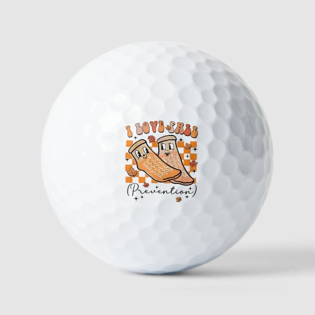 Pelotas De Golf Groovy Retro I Love Fall Prevention Funny (Anverso)