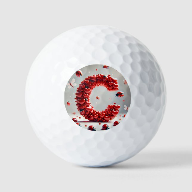 Pelotas De Golf Grupo Creativo de Corazón con Letra C (Anverso)