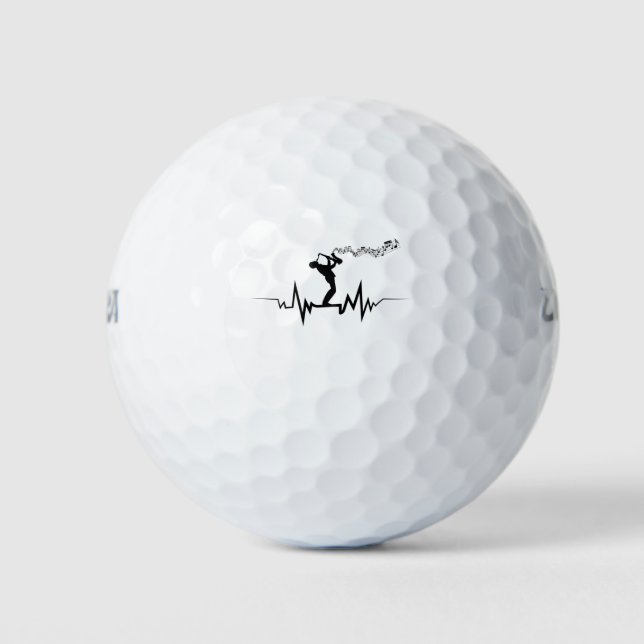 Pelotas De Golf Guay De Saxofón Heartbeat Para Músicos (Anverso)