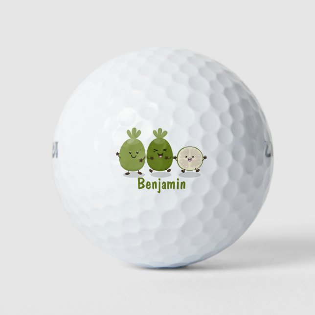 Pelotas De Golf Guayaba feijoa personalizado de piña de cuña ilust (Anverso)